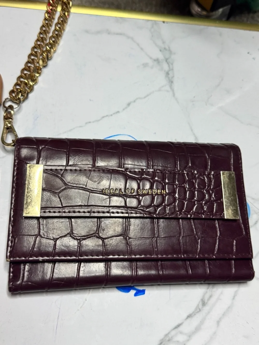 Blush Pink Croc-Texture Phone Case with Card Slot
